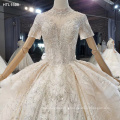 Jancember HTL1598 Turkey High Neck Beading Crystal Gown Wedding Dress